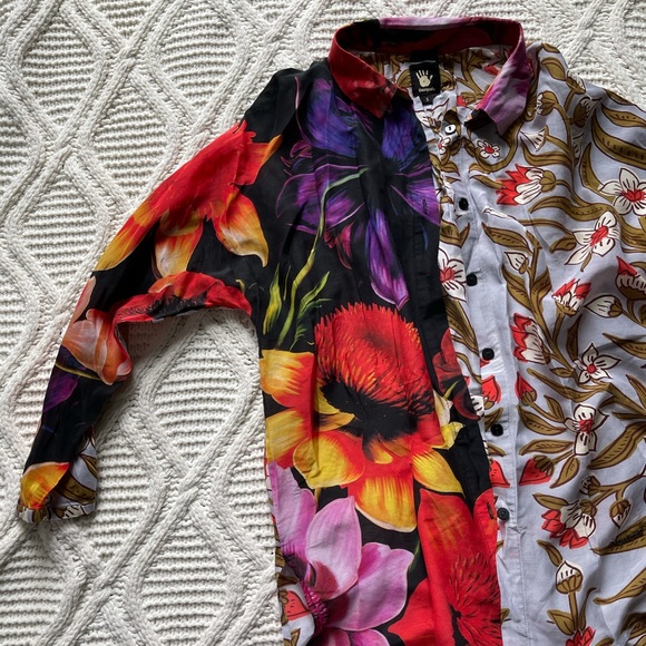 Desigual Mixed Print Button Up Top - Picture 4 of 9
